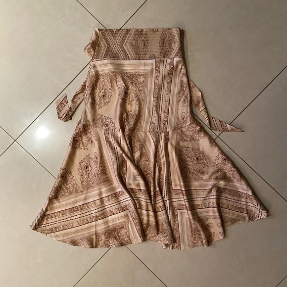 Free People Beige and Brown Hampton Wrap Maxi Skirt with Floral Scarf Print - Picture 4 of 5